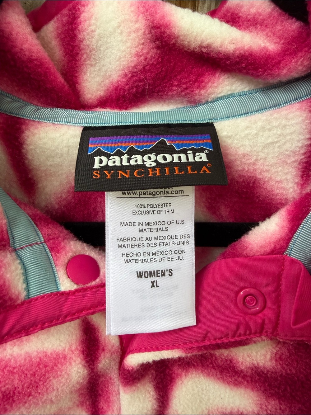 Patagonia Synchilla Fleece Pullover - Hot Pink and White Tie-Dye Sz XL Gorpcore - Picture 3 of 6